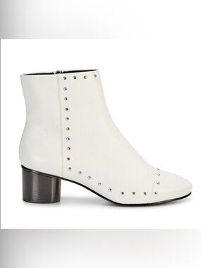 Rebecca Minkoff White Isley Studded Leather Ankle Boots Size 8